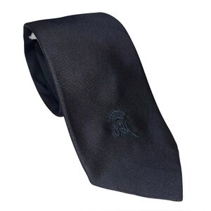 Countess Mara Mens Tie Solid Navy Blue Logo Vintage Necktie 58x3.25”